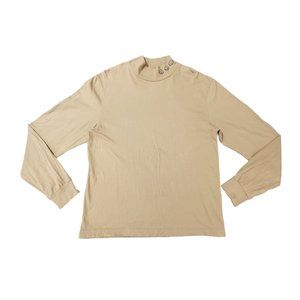Men's Urban Outfitters Smiley Face Mock‎ Neck Long Sleeves Tan Shirt